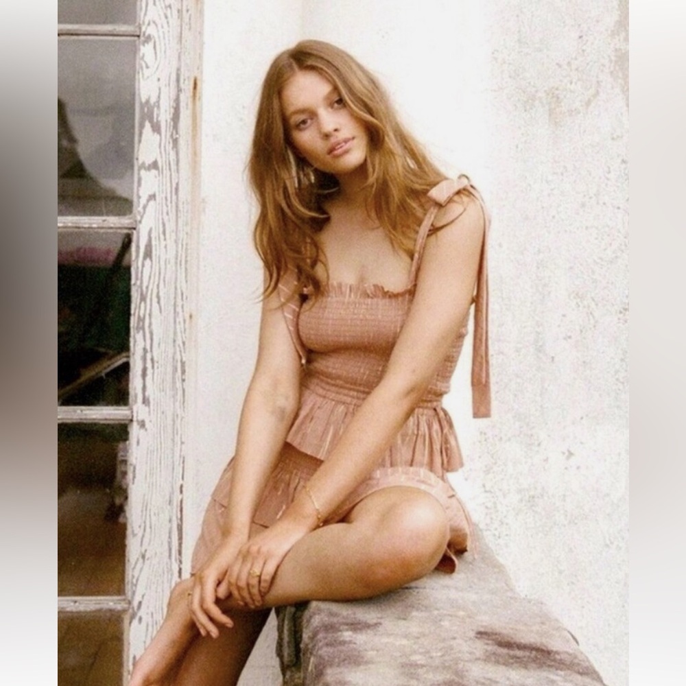 HOUSE OF HARLOW Corrine Shirred Mini Dress - Desert Rose - Picture 2 of 3